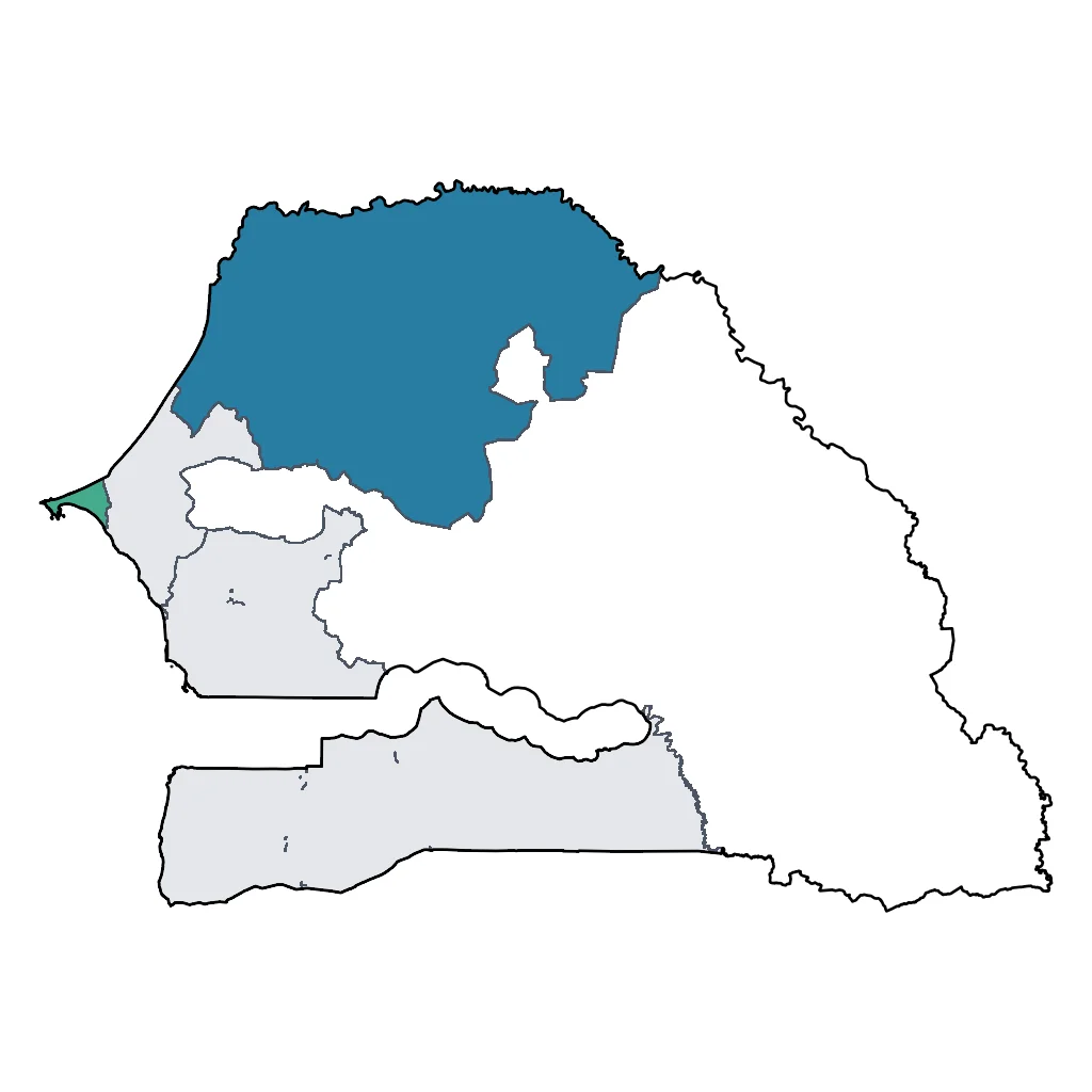Map showing regions suitable for Festivals & Seasonal in Senegal. Overall suitability: very_good.