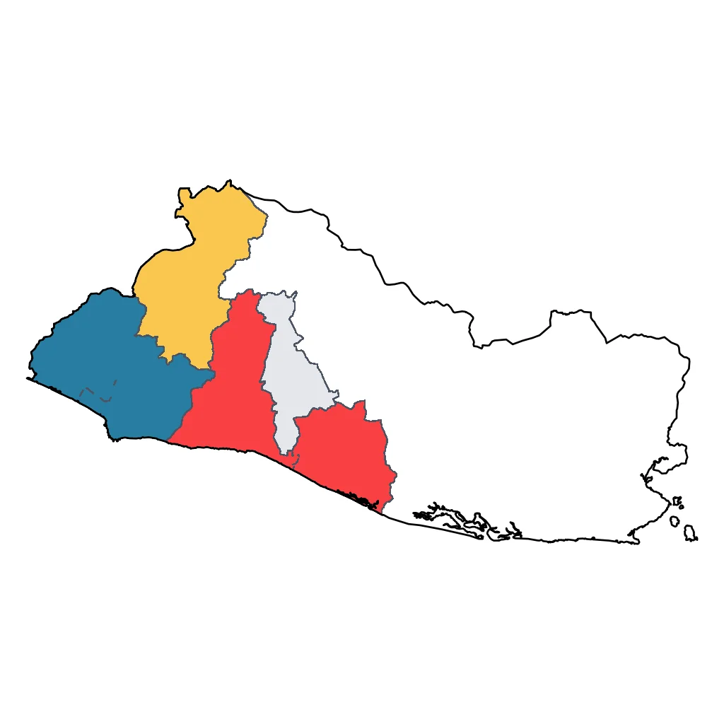 Map showing regions suitable for Relaxation & Wellness in El Salvador. Overall suitability: good.