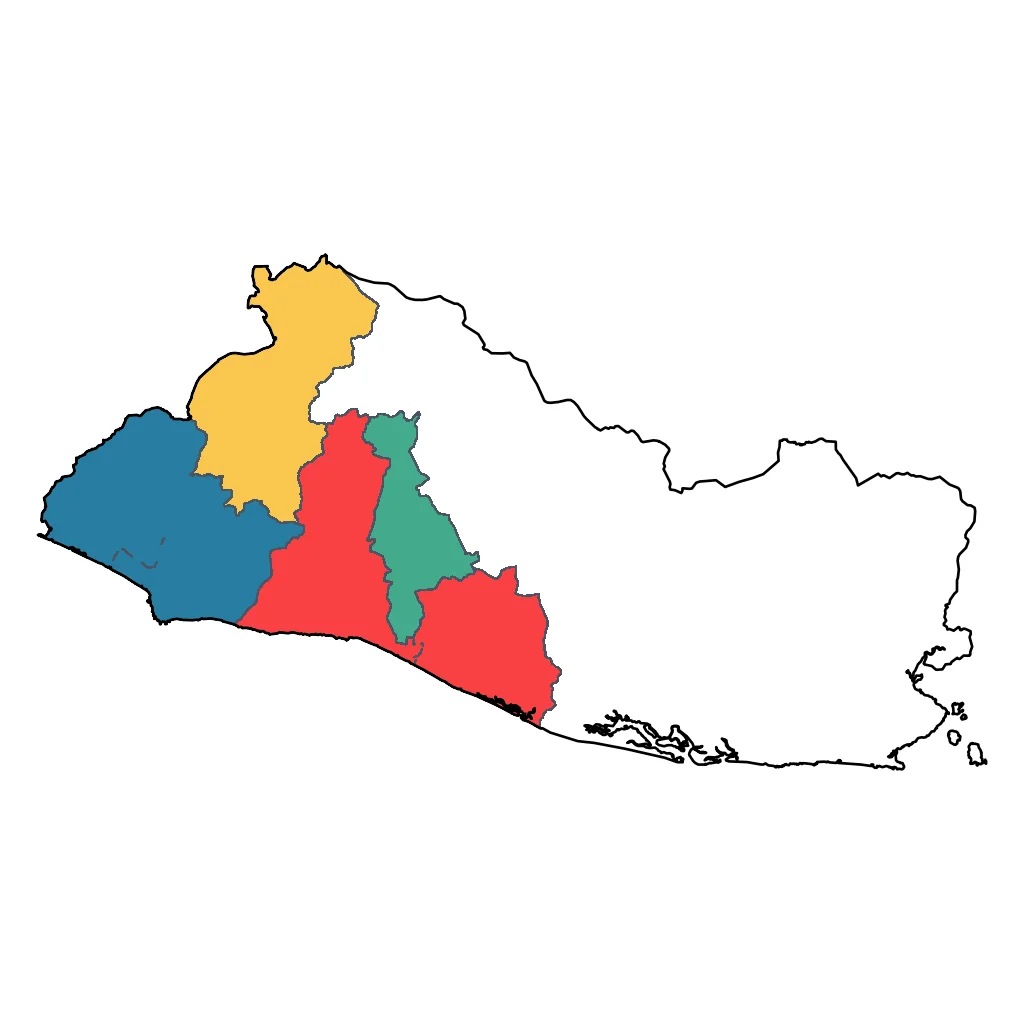 Map showing regions suitable for Road Trips & Scenic in El Salvador. Overall suitability: very_good.