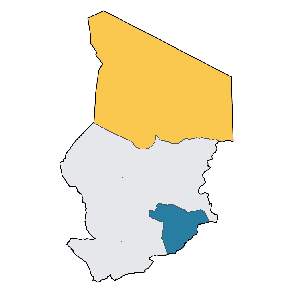 Map showing regions suitable for Adventure & Nature in Chad. Overall suitability: excellent.