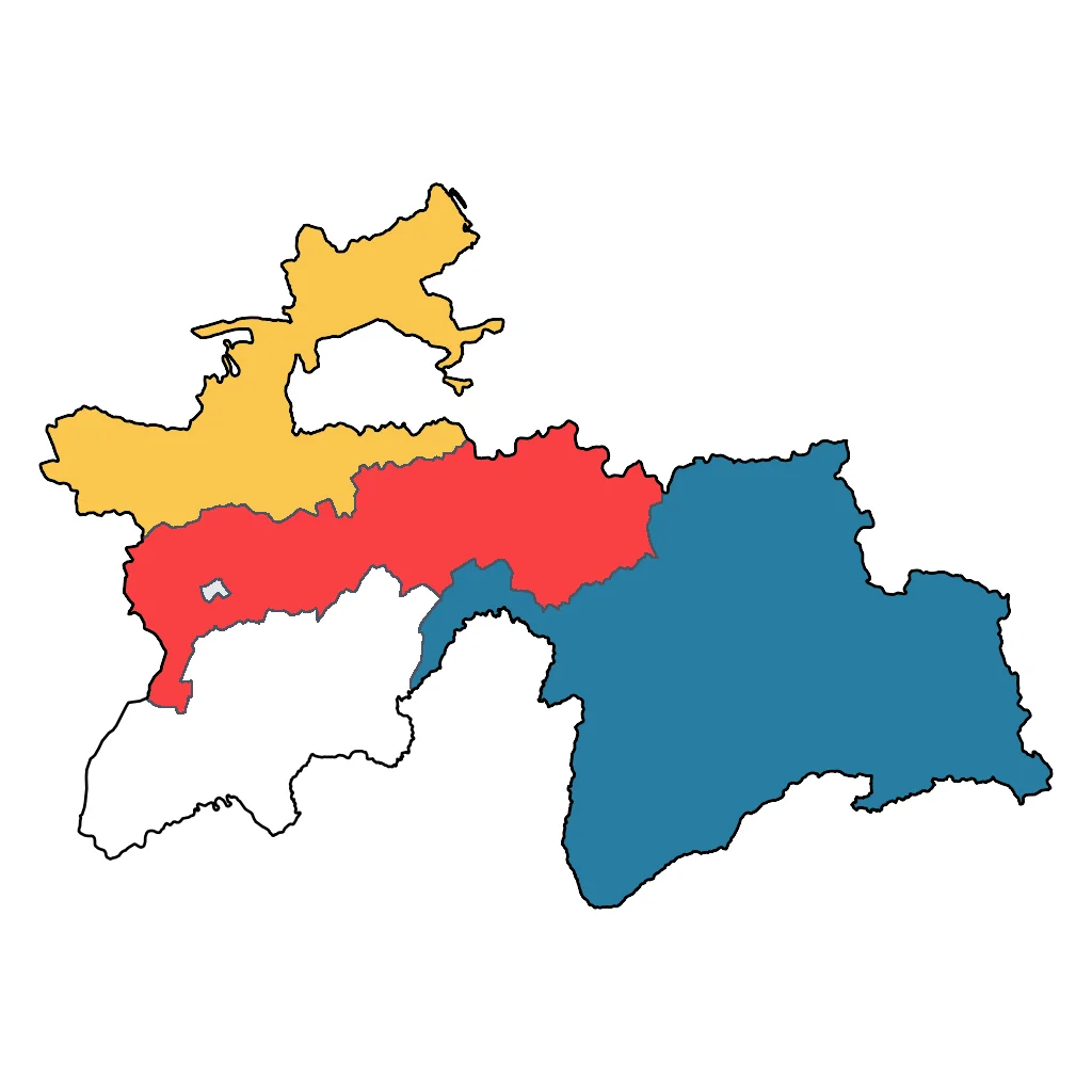Map showing regions suitable for Adventure & Nature in Tajikistan. Overall suitability: excellent.