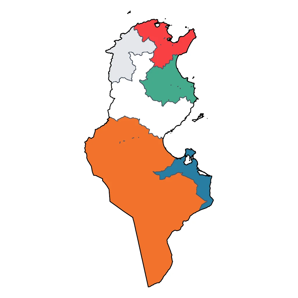 Map showing regions suitable for Festivals & Seasonal in Tunisia. Overall suitability: very_good.