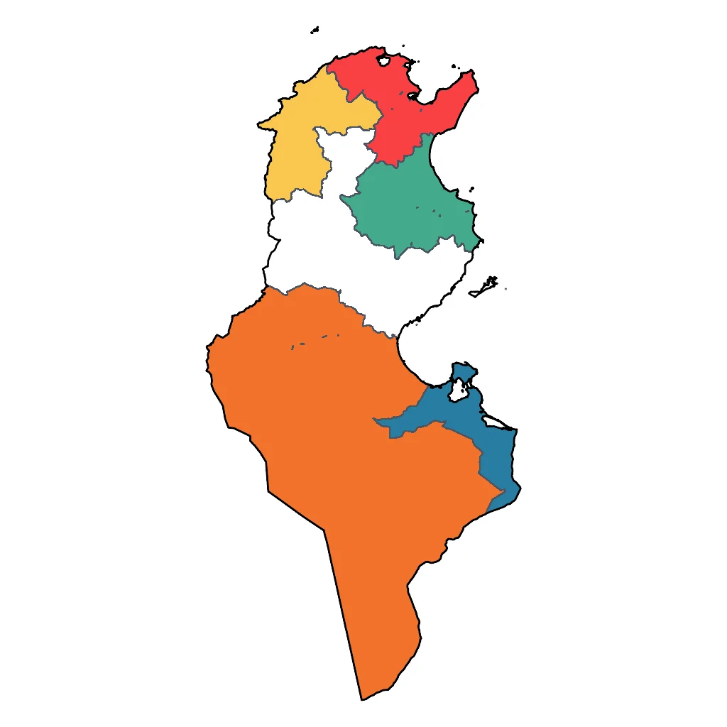 Map showing regions suitable for Sports & Active in Tunisia. Overall suitability: very_good.