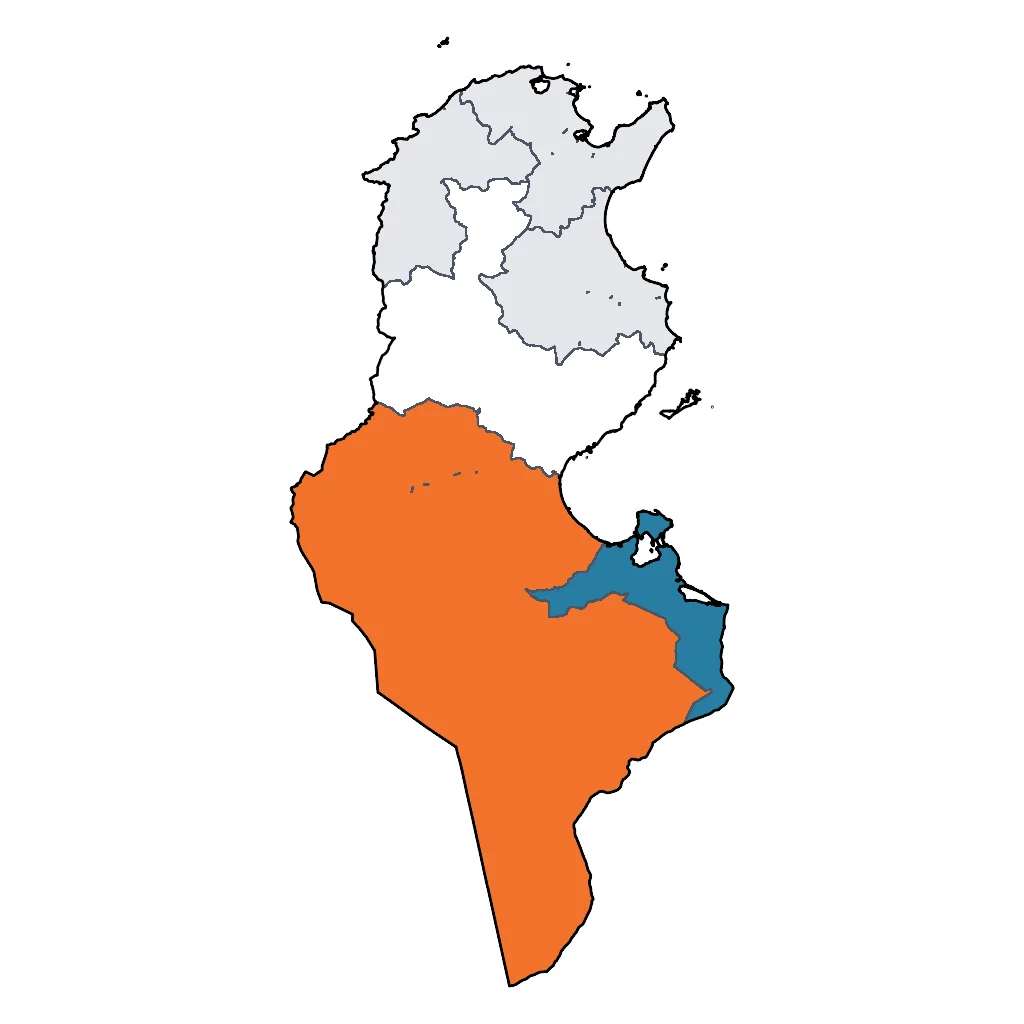 Map showing regions suitable for Theme Park & Entertainment in Tunisia. Overall suitability: good.