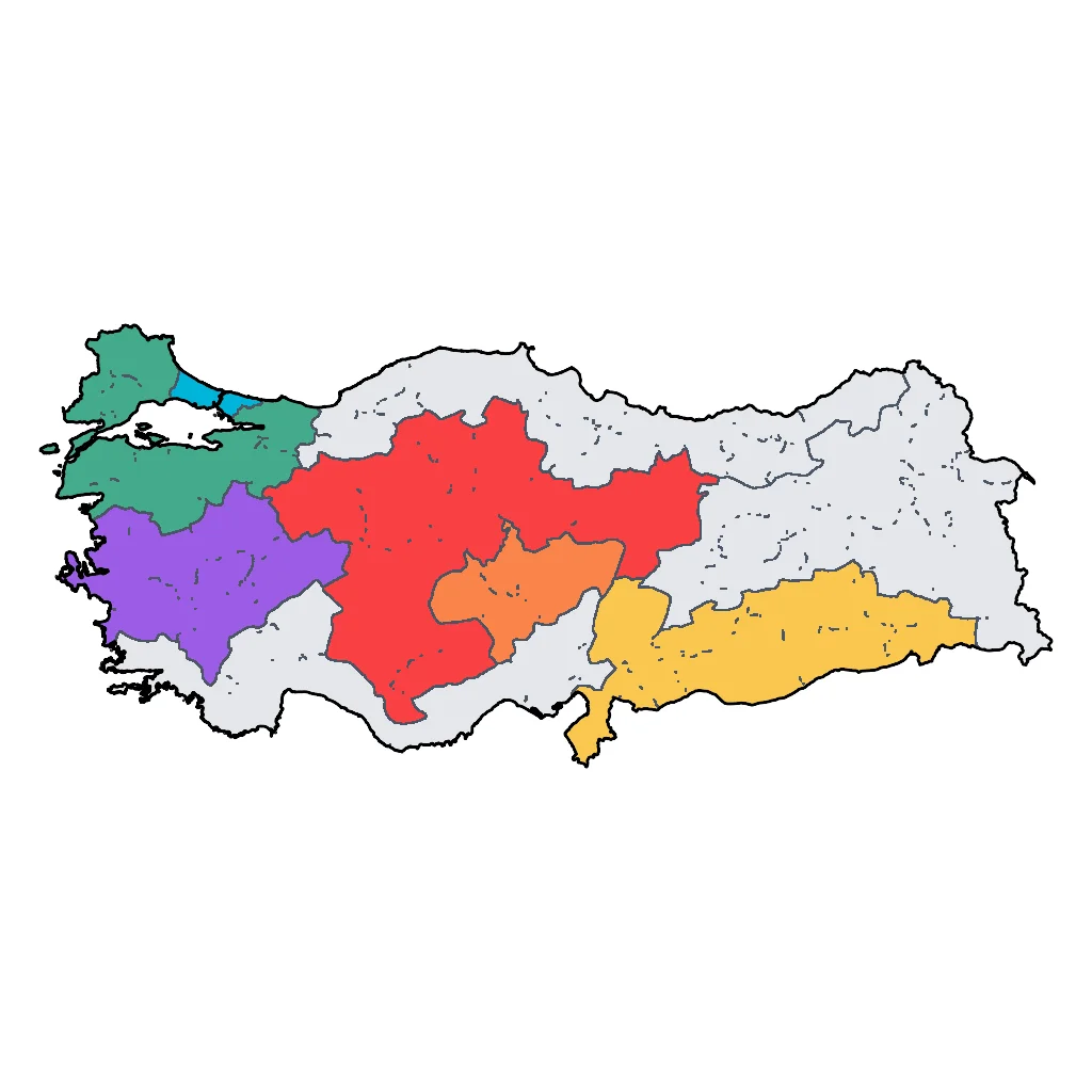 Map showing regions suitable for Educational & Exploratory in Turkey. Overall suitability: excellent.