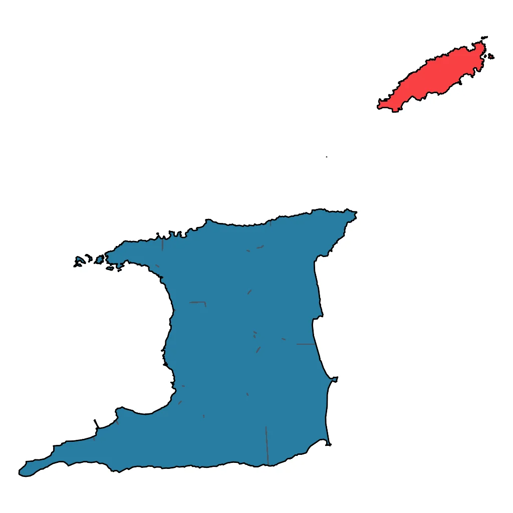 Map showing regions suitable for Adventure & Nature in Trinidad and Tobago. Overall suitability: excellent.
