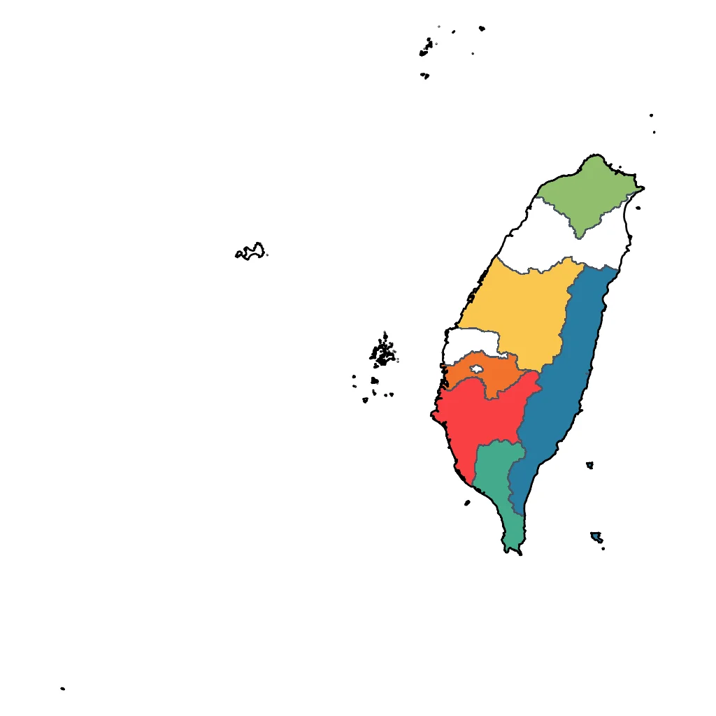 Map showing regions suitable for Adventure & Nature in Taiwan. Overall suitability: excellent.