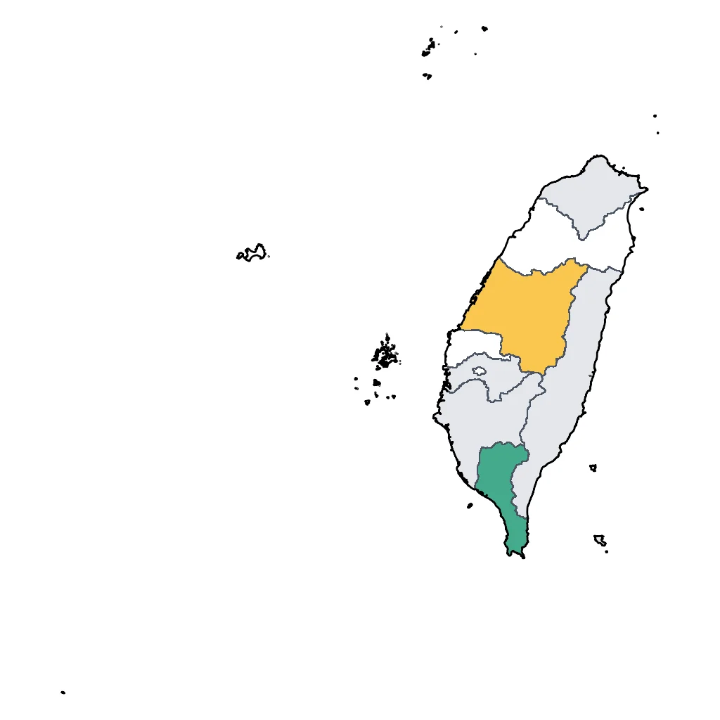 Map showing regions suitable for Theme Park & Entertainment in Taiwan. Overall suitability: very_good.