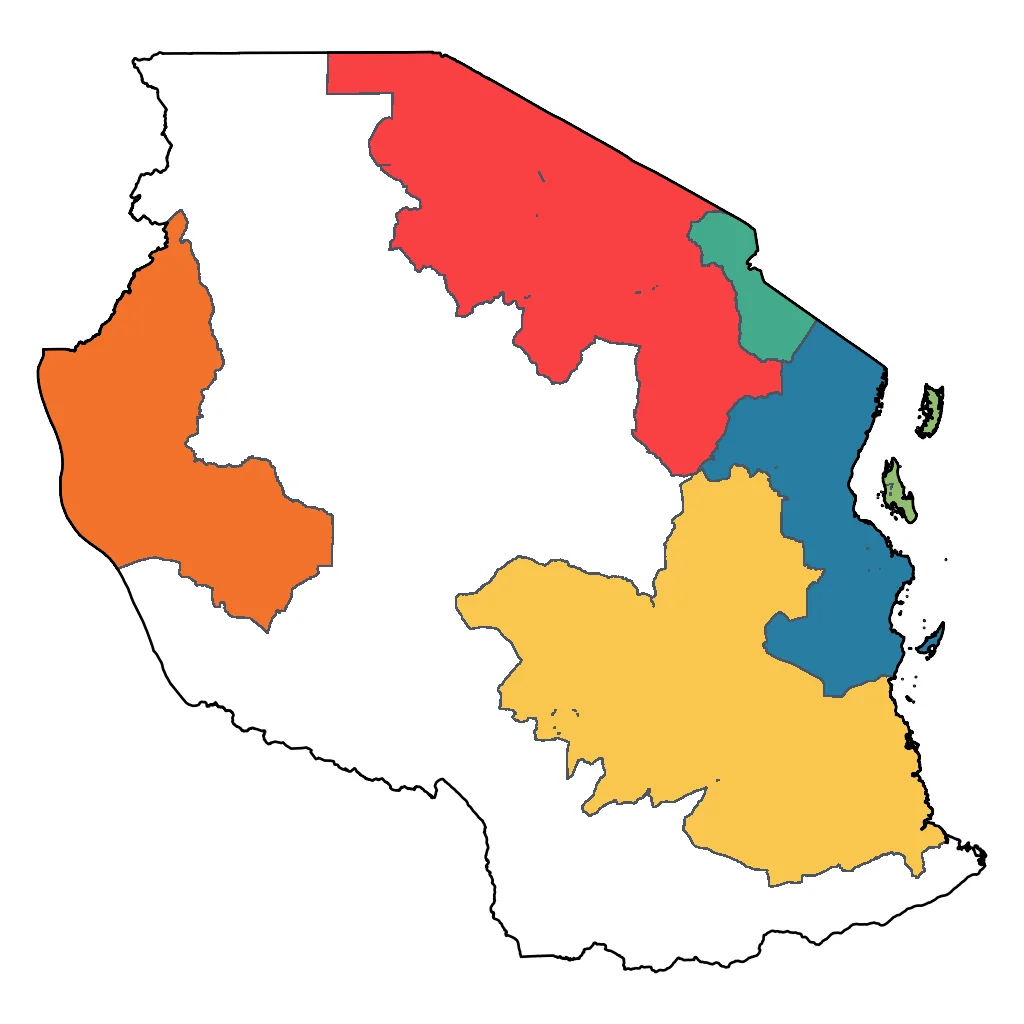 Map showing regions suitable for Relaxation & Wellness in Tanzania. Overall suitability: excellent.