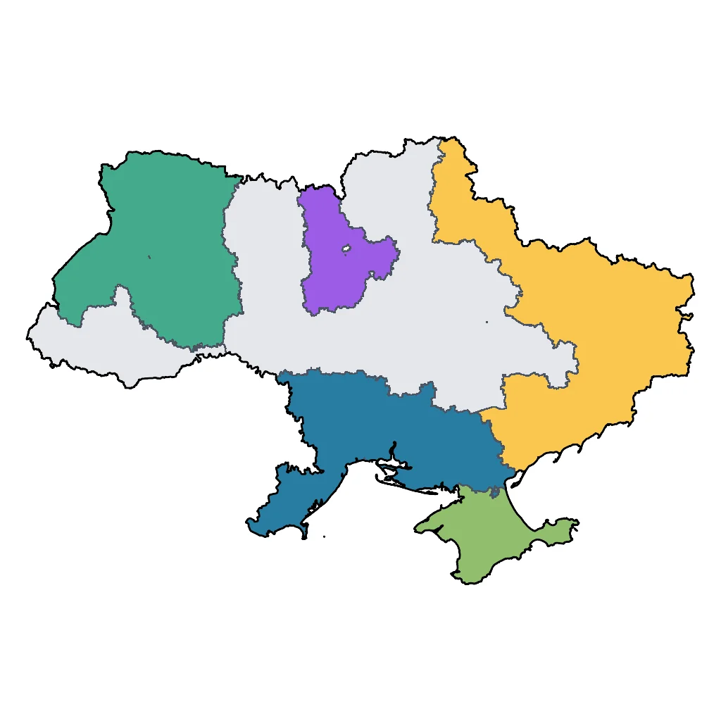 Map showing regions suitable for City & Cultural in Ukraine. Overall suitability: excellent.