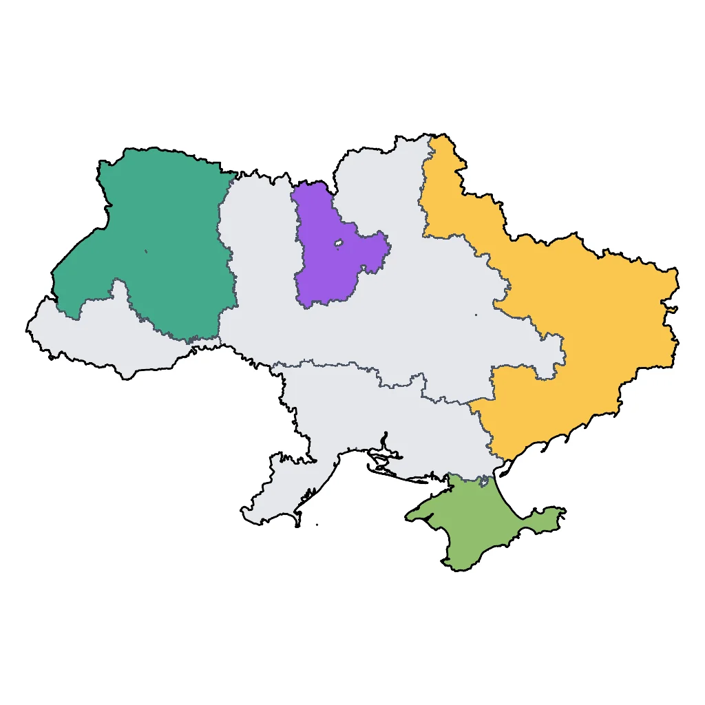 Map showing regions suitable for Educational & Exploratory in Ukraine. Overall suitability: very_good.