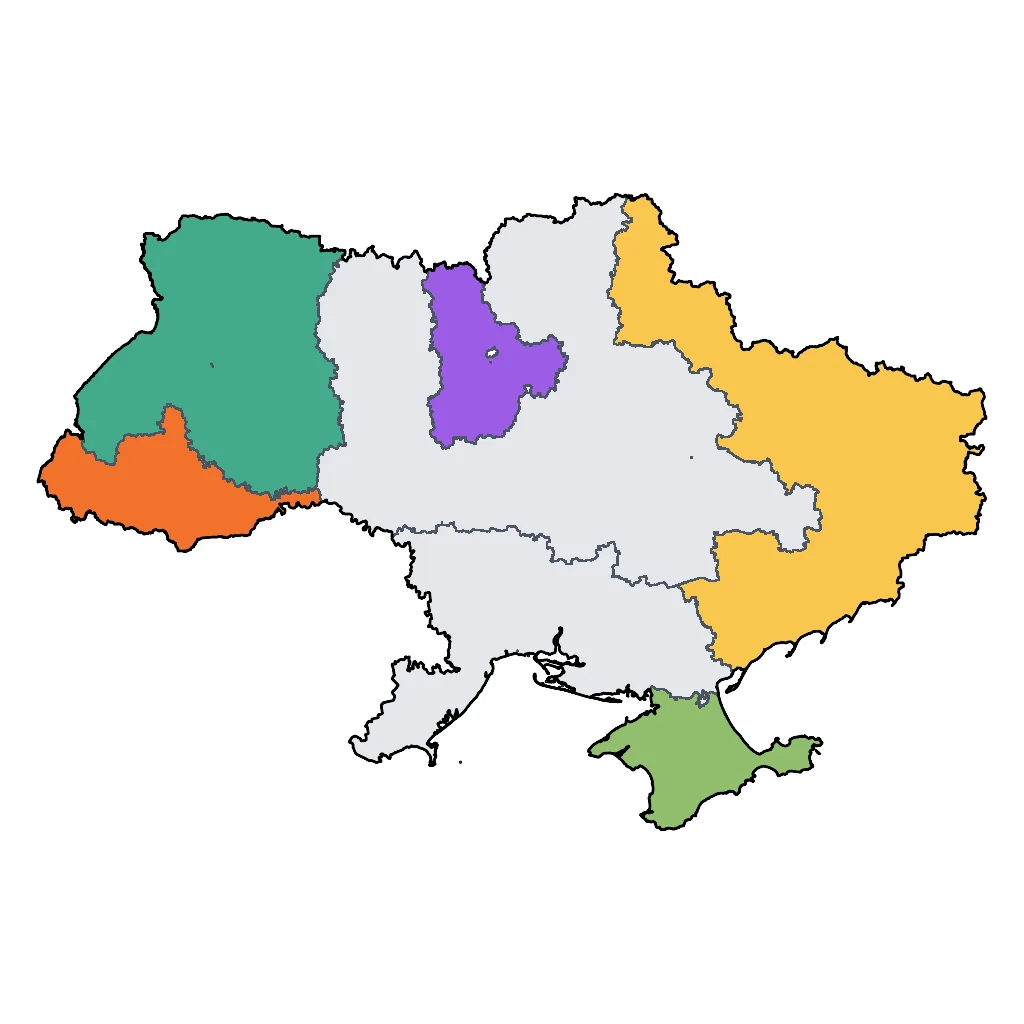 Map showing regions suitable for Sports & Active in Ukraine. Overall suitability: good.