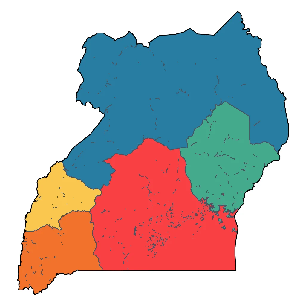 Map showing regions suitable for Relaxation & Wellness in Uganda. Overall suitability: very_good.