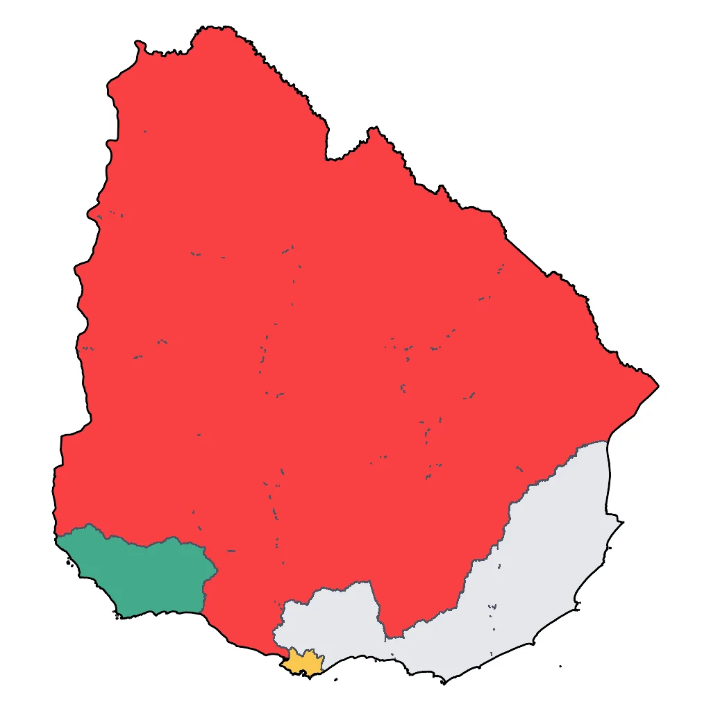 Map showing regions suitable for Educational & Exploratory in Uruguay. Overall suitability: good.