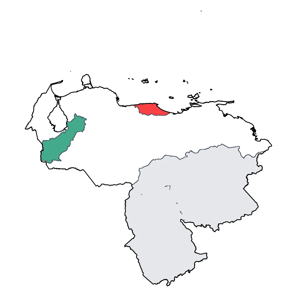 Map showing regions suitable for City & Cultural in Venezuela. Overall suitability: good.