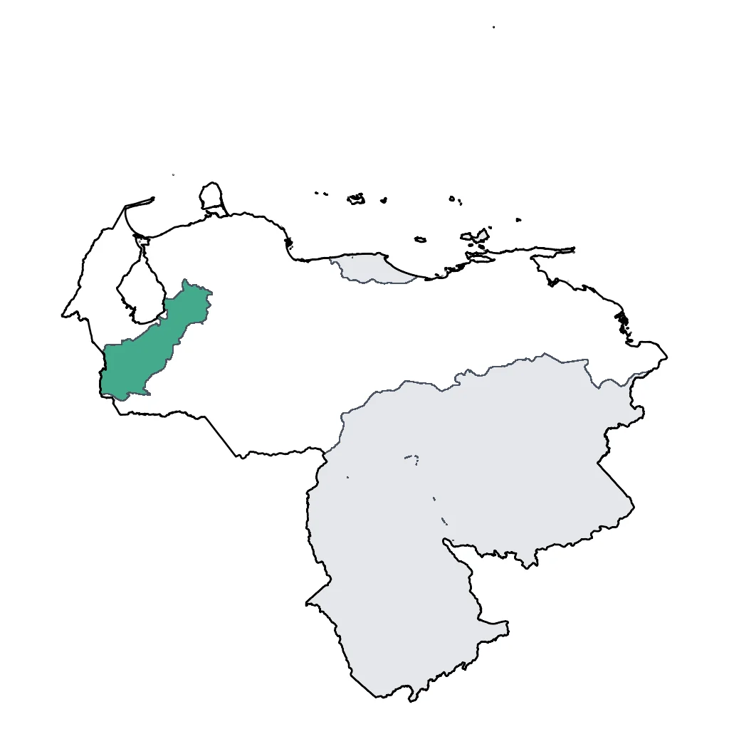 Map showing regions suitable for Road Trips & Scenic in Venezuela. Overall suitability: very_good.