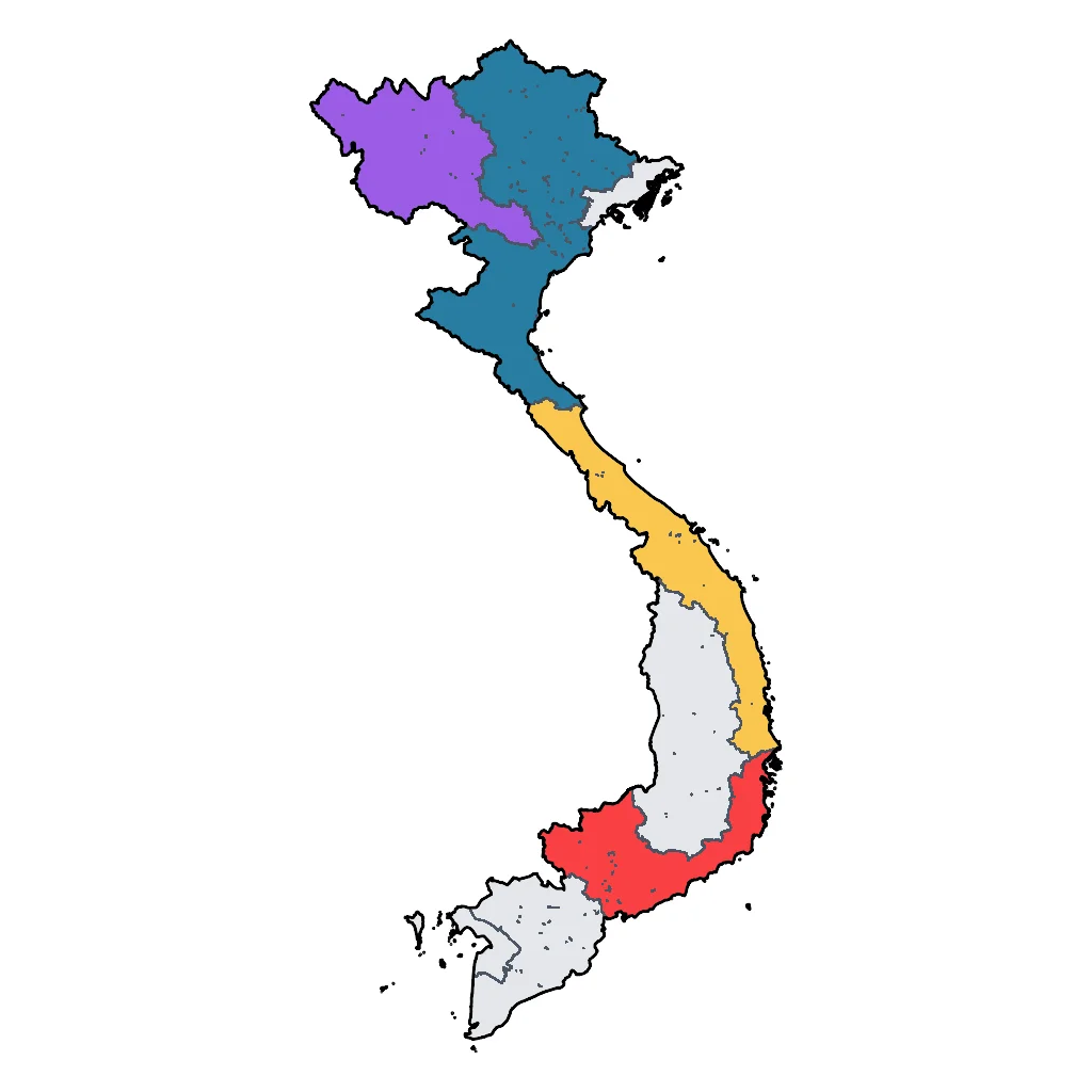 Map showing regions suitable for Sports & Active in Vietnam. Overall suitability: very_good.