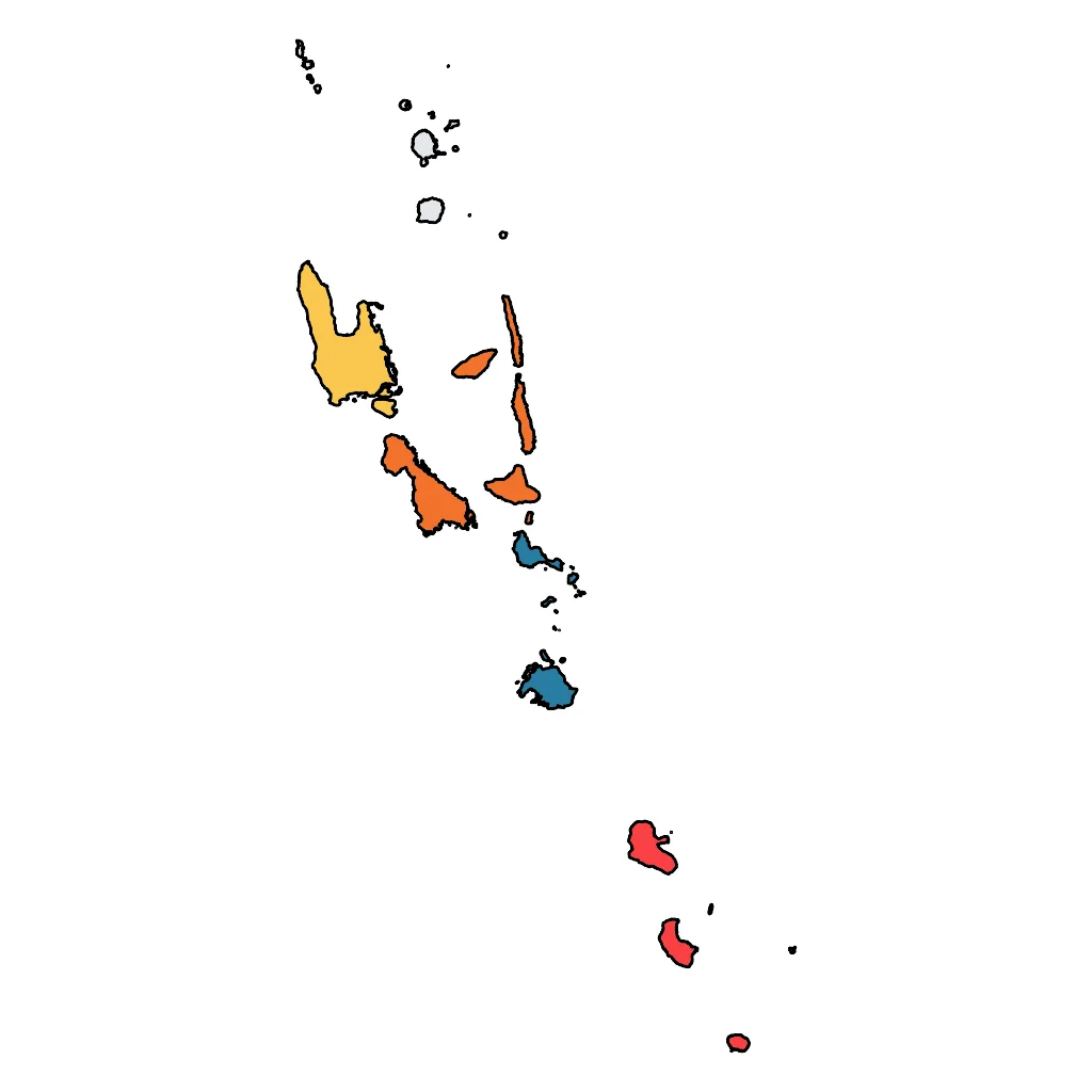 Map showing regions suitable for Educational & Exploratory in Vanuatu. Overall suitability: very_good.