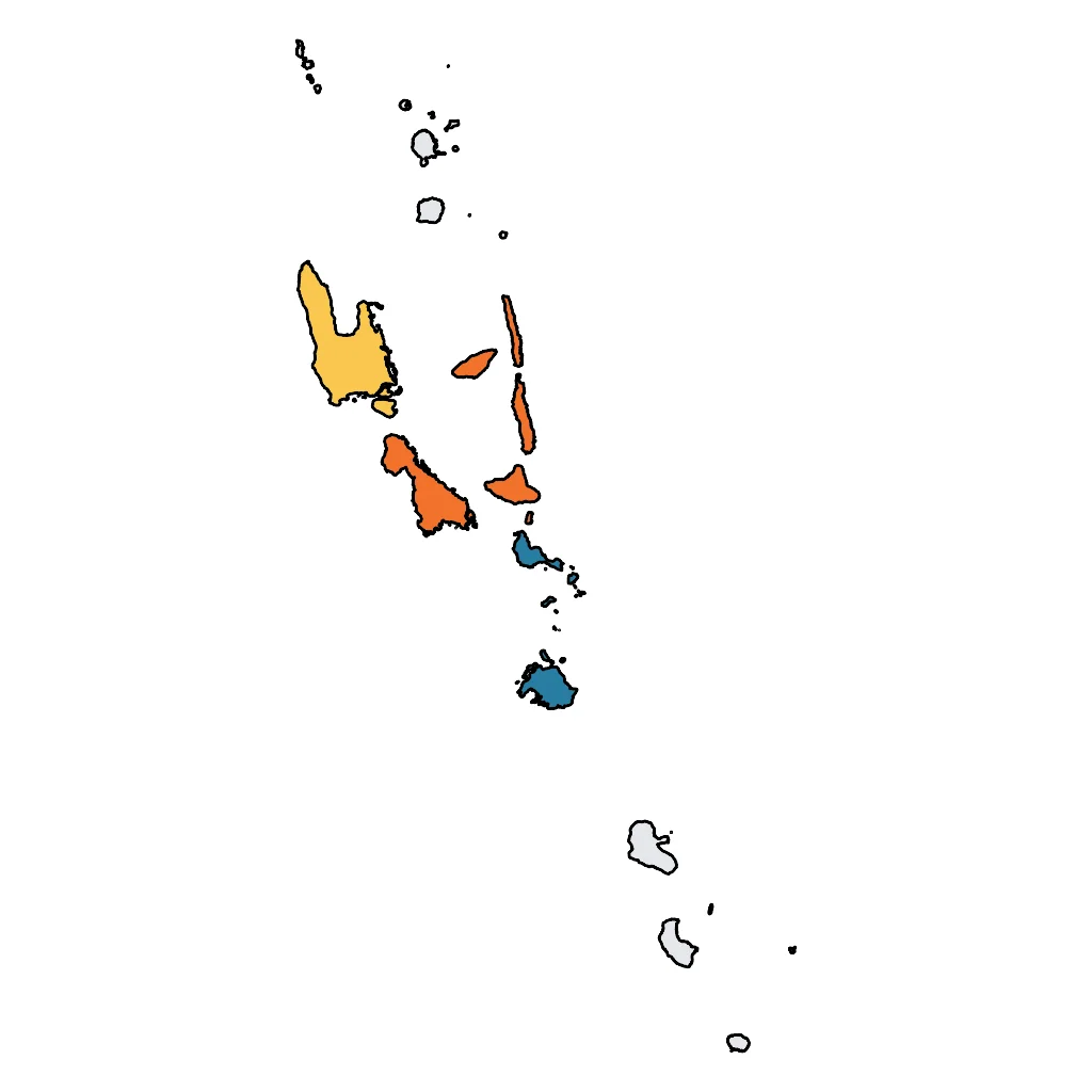 Map showing regions suitable for Relaxation & Wellness in Vanuatu. Overall suitability: very_good.