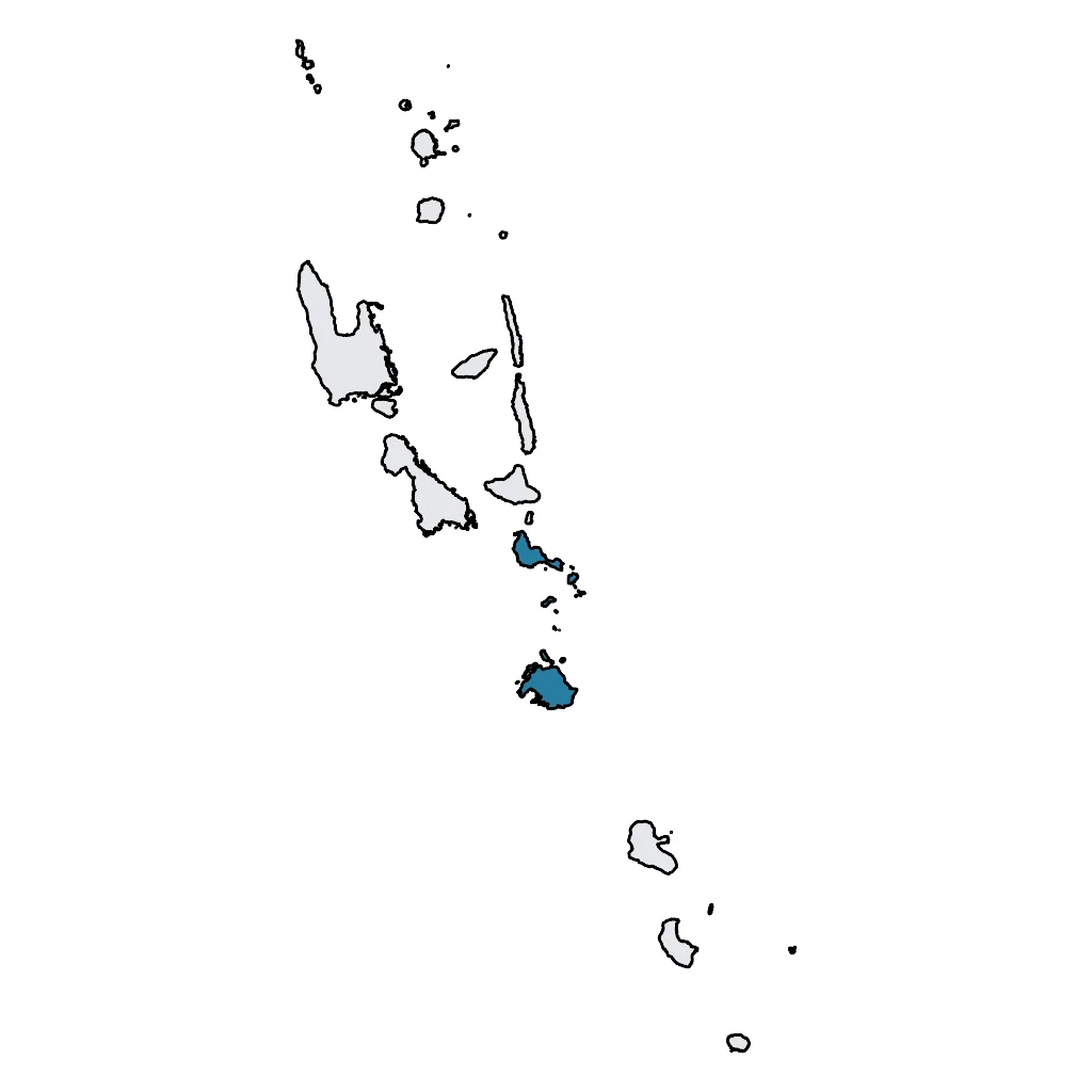 Map showing regions suitable for Road Trips & Scenic in Vanuatu. Overall suitability: good.