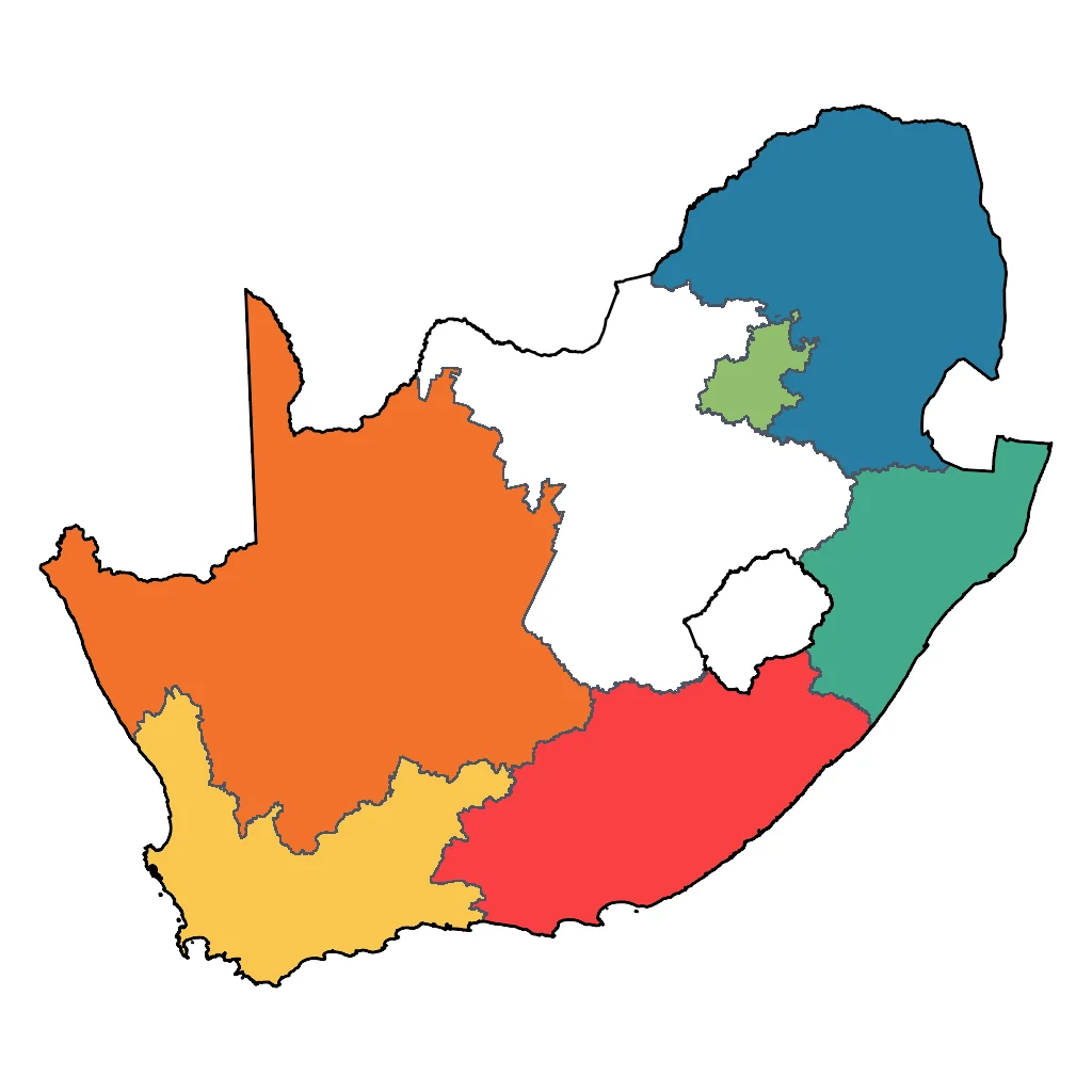 Map showing regions suitable for Road Trips & Scenic in South Africa. Overall suitability: good.