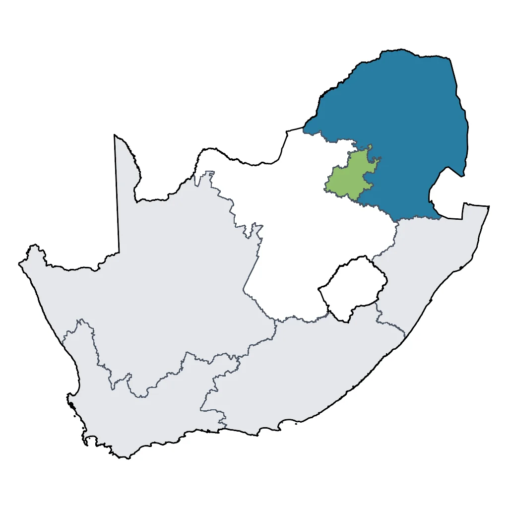 Map showing regions suitable for Theme Park & Entertainment in South Africa. Overall suitability: good.