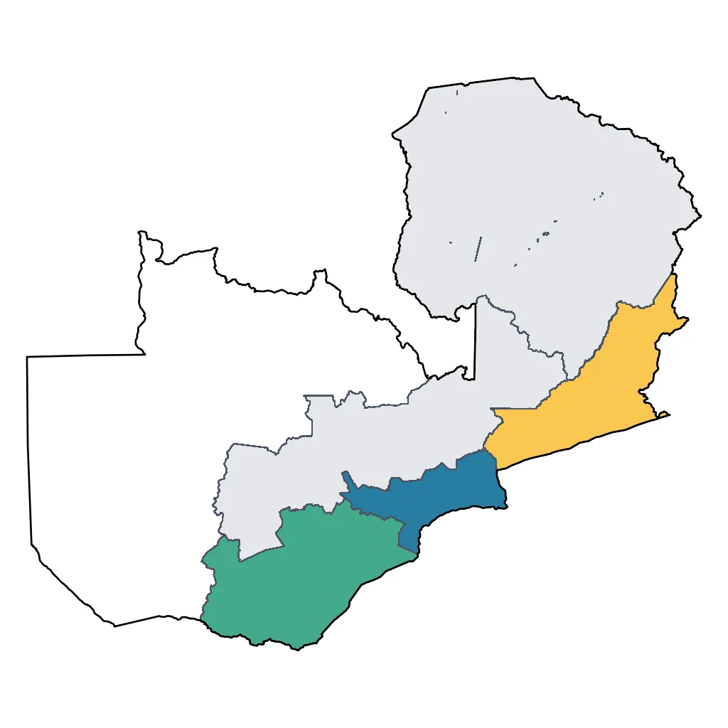 Map showing regions suitable for Relaxation & Wellness in Zambia. Overall suitability: good.
