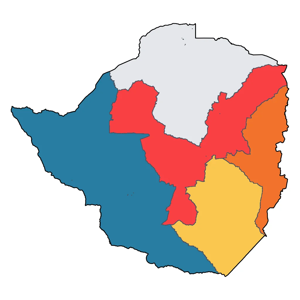 Map showing regions suitable for City & Cultural in Zimbabwe. Overall suitability: very_good.