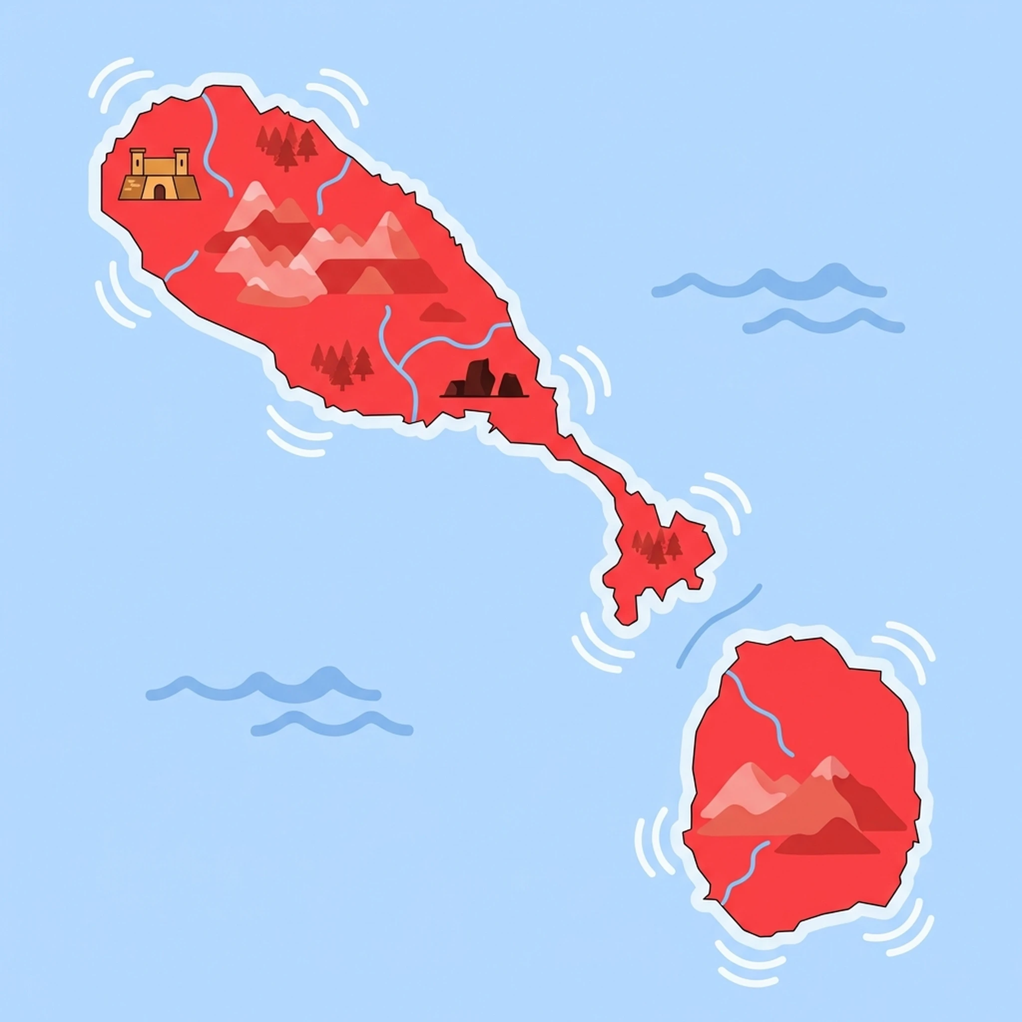 Map of Saint Kitts and Nevis